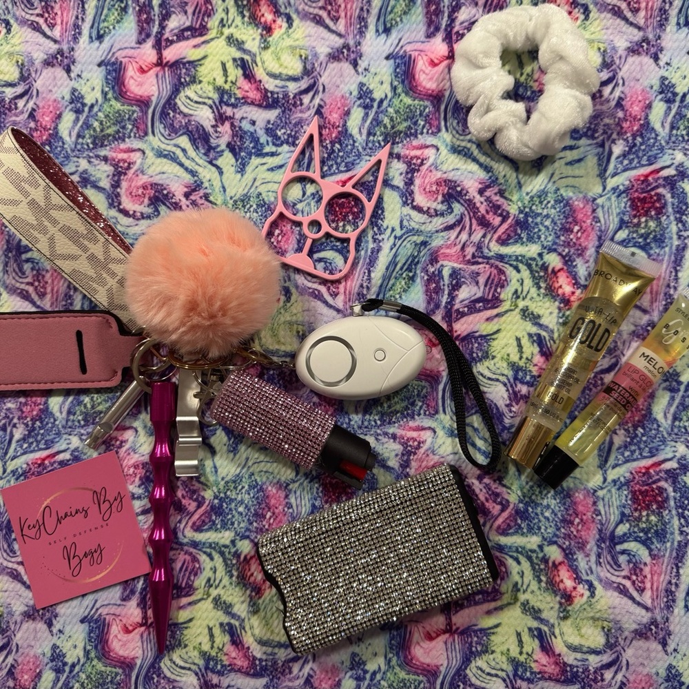 Pink and Silver Keychain Set
